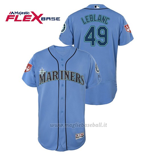Maglia Baseball Uomo Seattle Mariners Wade Leblanc 2019 Entrenamiento De Primavera Flex Base Blu Luminoso